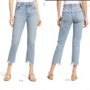NWT AGOLDE | RILEY high rise straight crop jeans in colour curio size 25